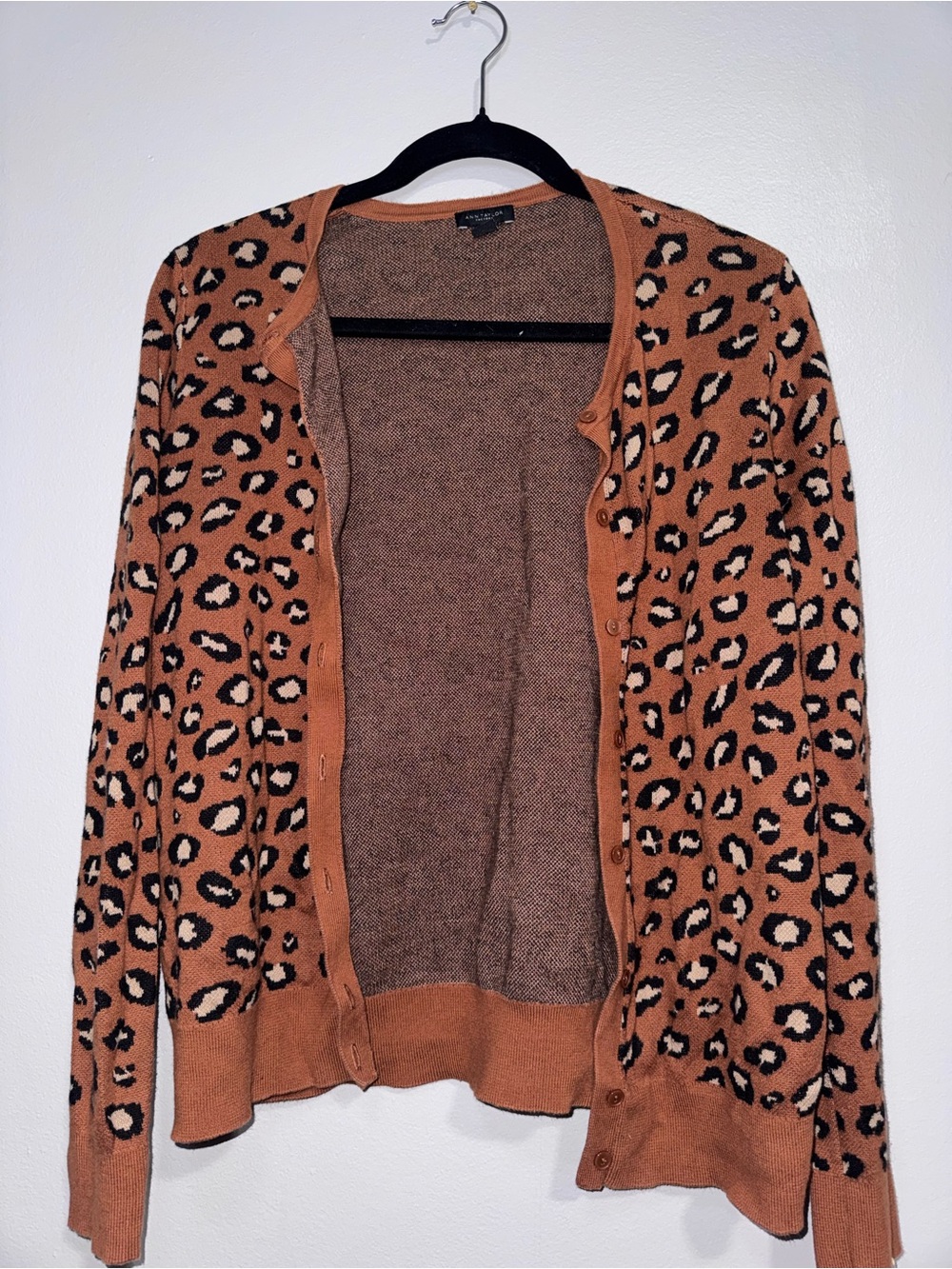 Ann Taylor Leopard Print Cardigan - Brown & Black
